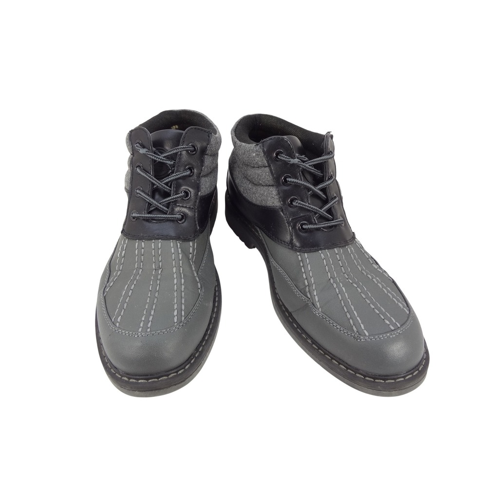 Hawke & Co Drake Mens Black Grey Faux Leather Quilted Ankle Boots Size 8